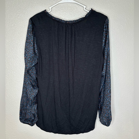 Anthropologie Dolan Marilyn Leopard Print Navy Blue Button Front Blouse - Picture 4 of 9